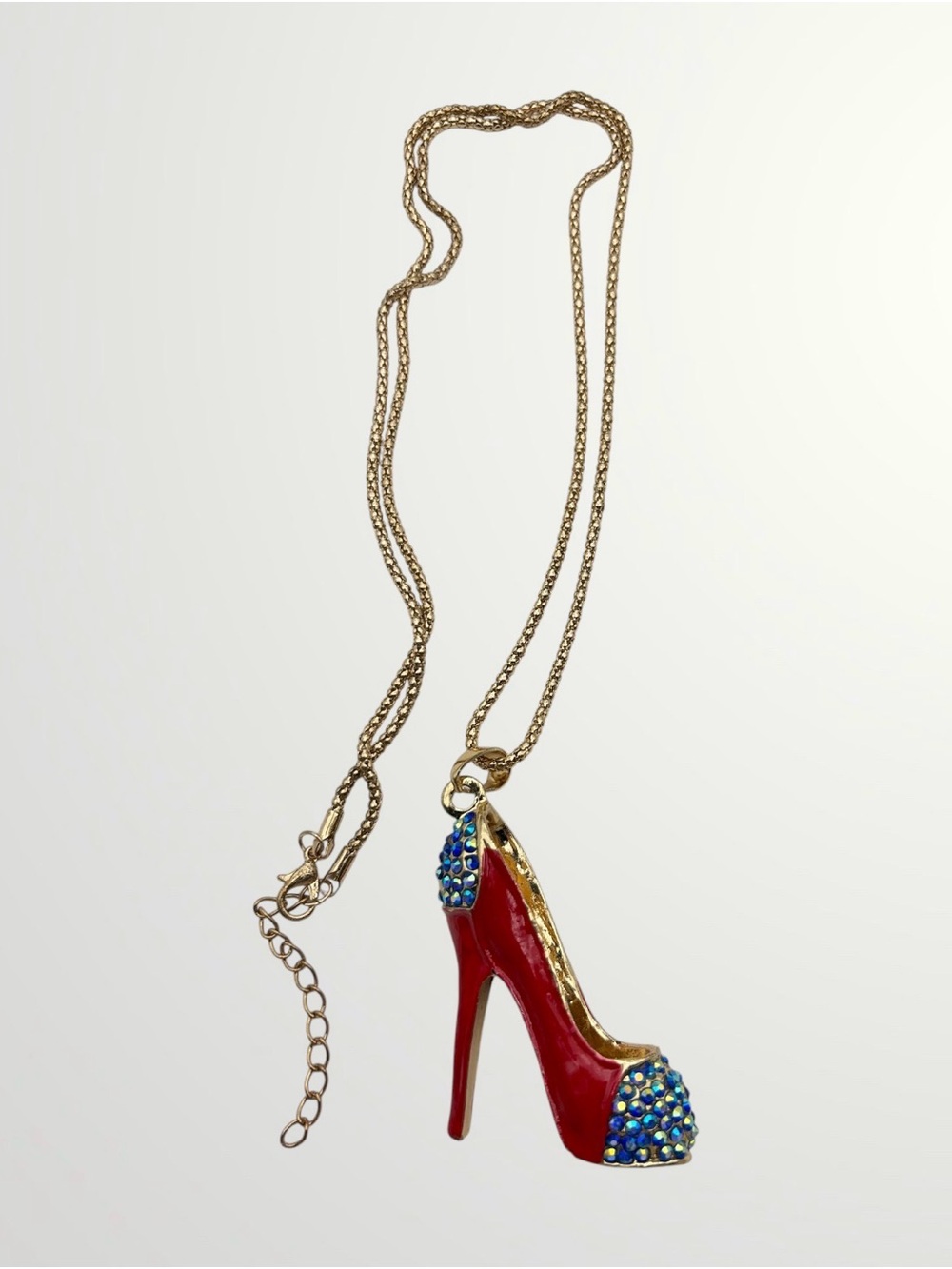 Gold Chain Necklace with Red High Heel Pendant